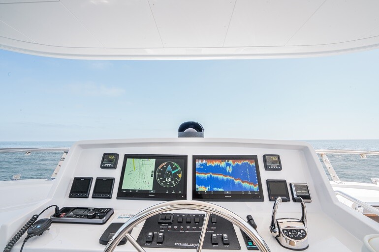 Offshore Yachts flybridge helm